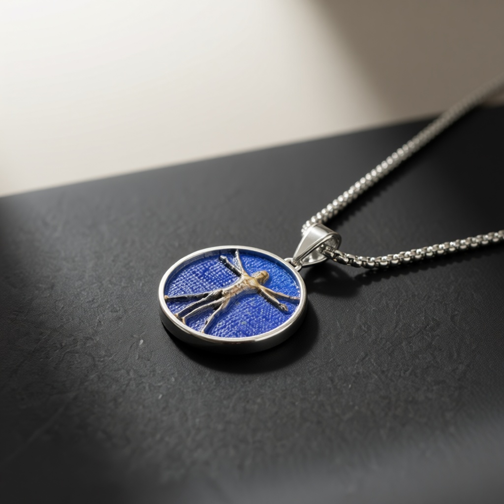 Art Craft Meaning - Colar com Medalhão do Homem Vitruviano