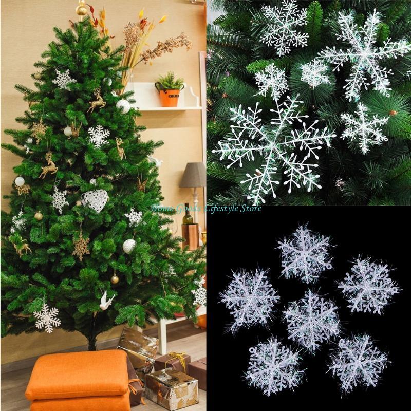 Art And Craft Xmas Tree - E74e enfeites floco neve 6 peças,