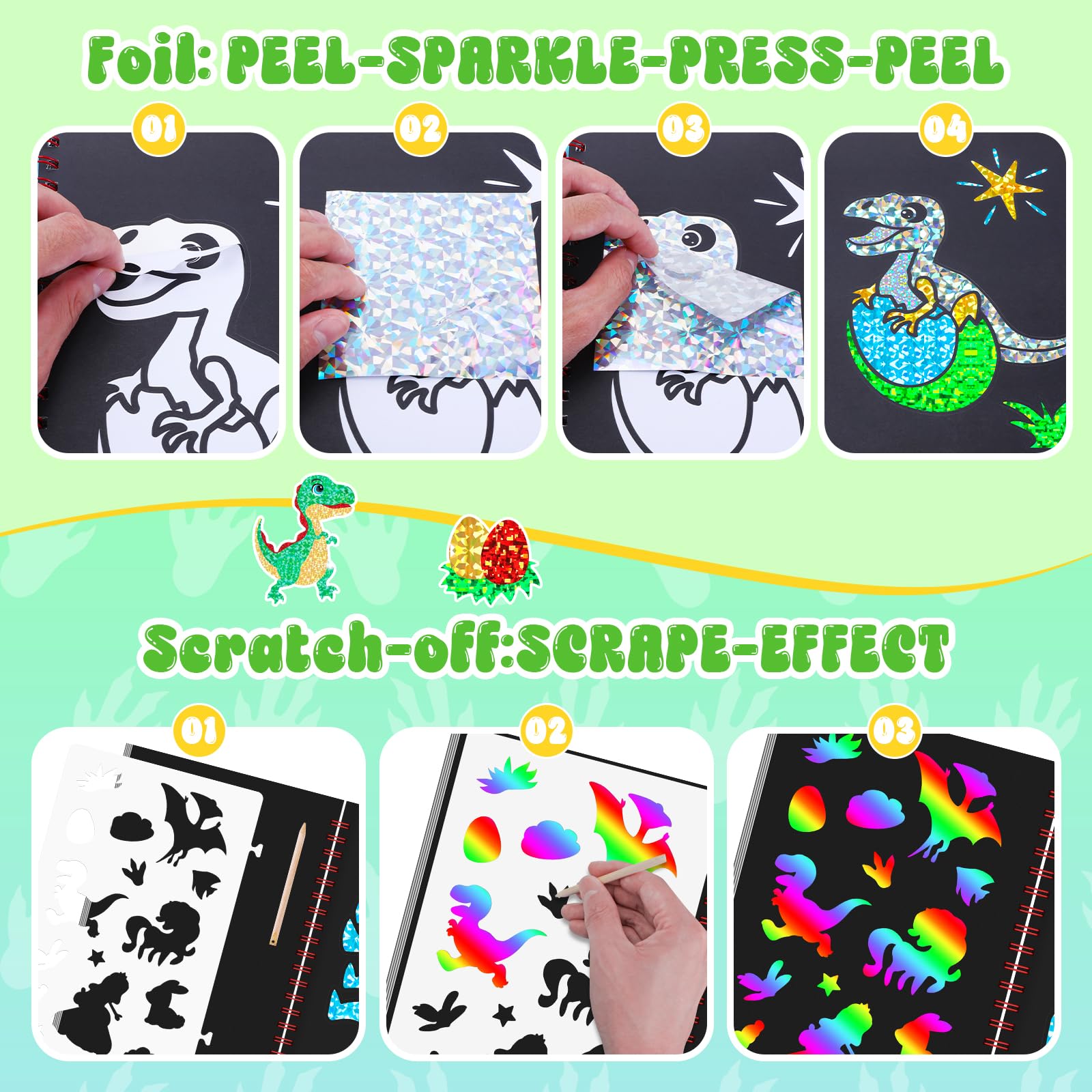 Livro de arte de arranhões de  - Art Craft Dinosaur avaliação e preço