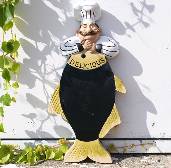 Estatueta de chef e peixe, pla - Art Craft Bakery avaliação e preço